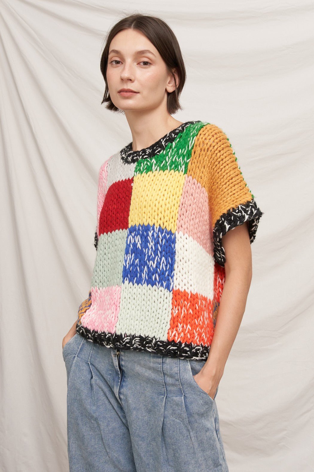 Chromatic Patchwork Knit Top - Westly