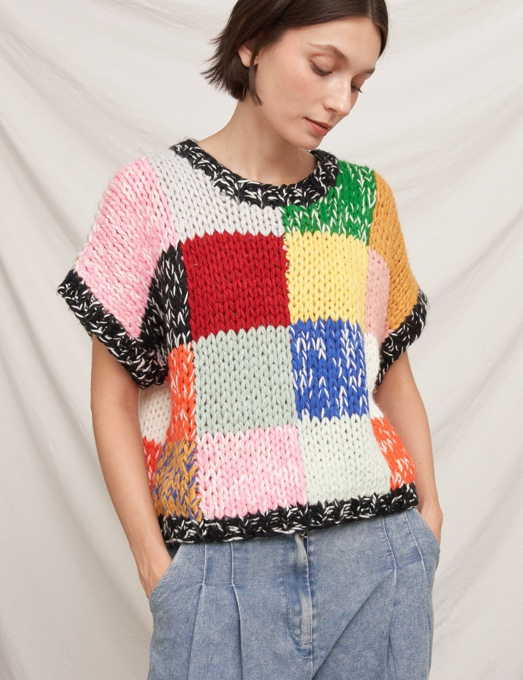 Chromatic Patchwork Knit Top - Westly