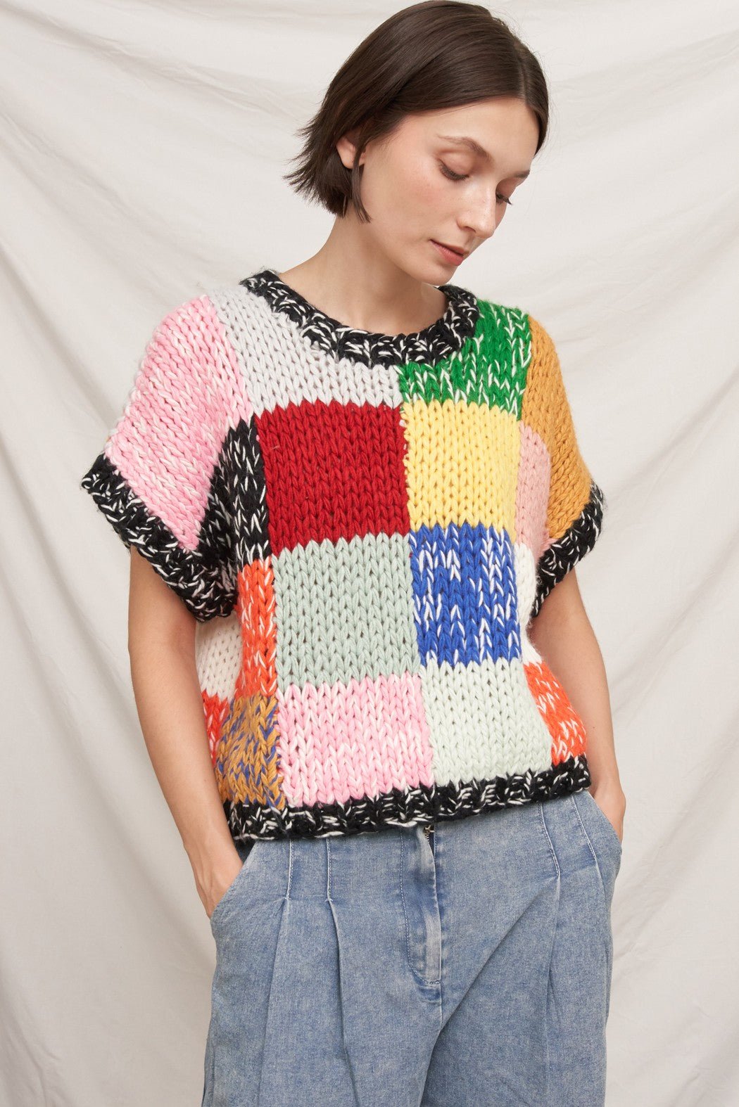 Chromatic Patchwork Knit Top - Westly