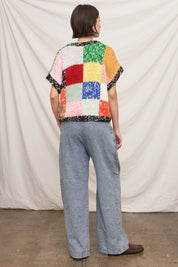 Chromatic Patchwork Knit Top - Westly