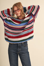 Chromatic Stripe Oversized Sweater in Wood Pink Multi - product photo 4