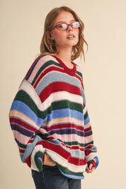 Chromatic Stripe Oversized Sweater in Wood Pink Multi - product photo 5