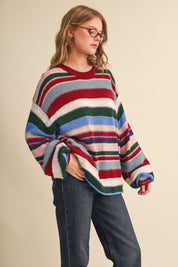 Chromatic Stripe Oversized Sweater in Wood Pink Multi - product photo 6