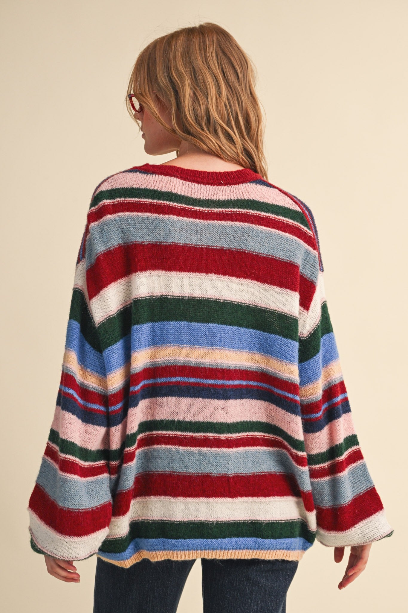 Chromatic Stripe Oversized Sweater in Wood Pink Multi - product photo 7