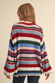 Chromatic Stripe Oversized Sweater in Wood Pink Multi - product photo 7