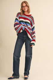 Chromatic Stripe Oversized Sweater in Wood Pink Multi - product photo 10
