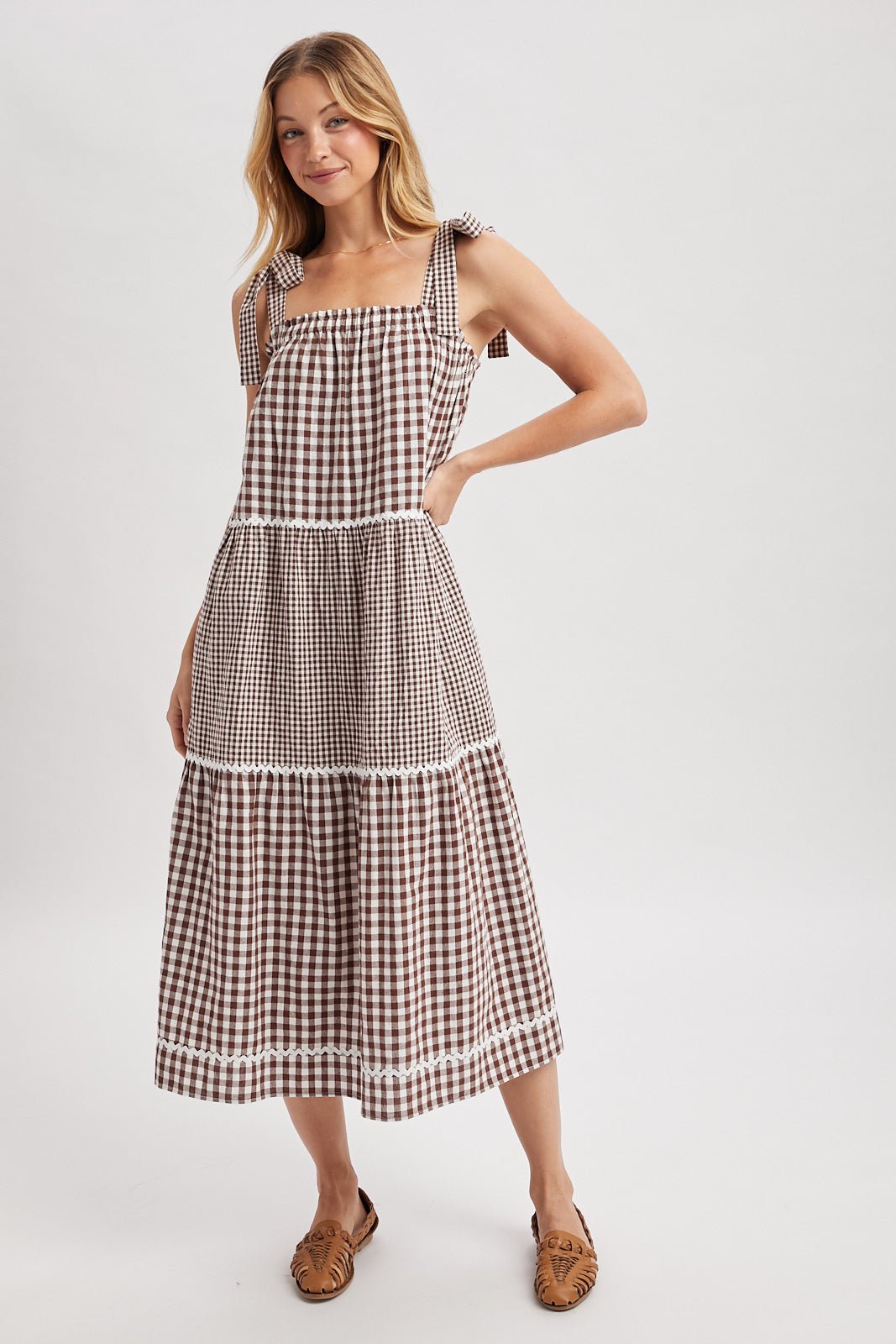 Clara Gingham Tiered Midi Dress - Westly