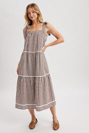 Clara Gingham Tiered Midi Dress - Westly