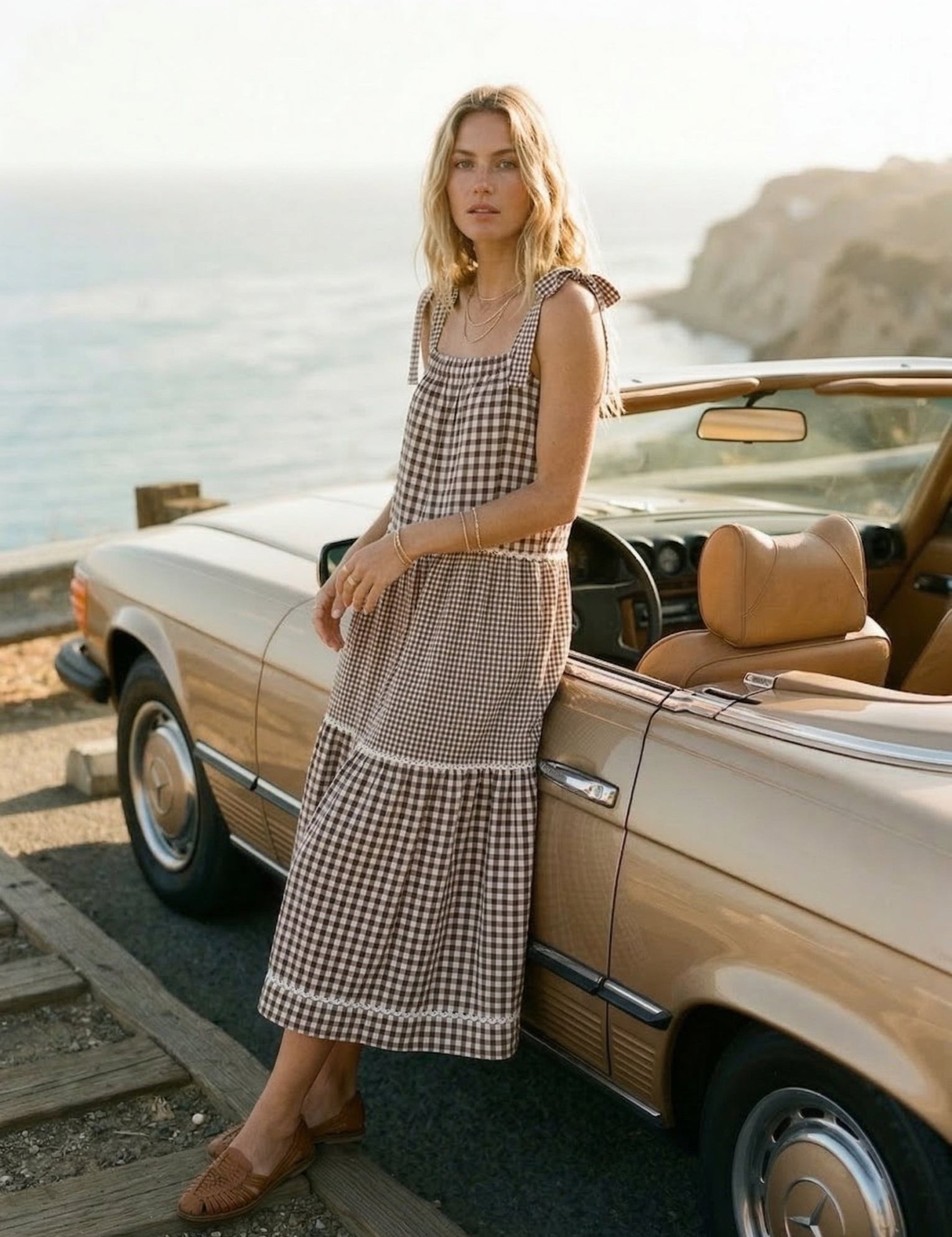 Clara Gingham Tiered Midi Dress - Westly