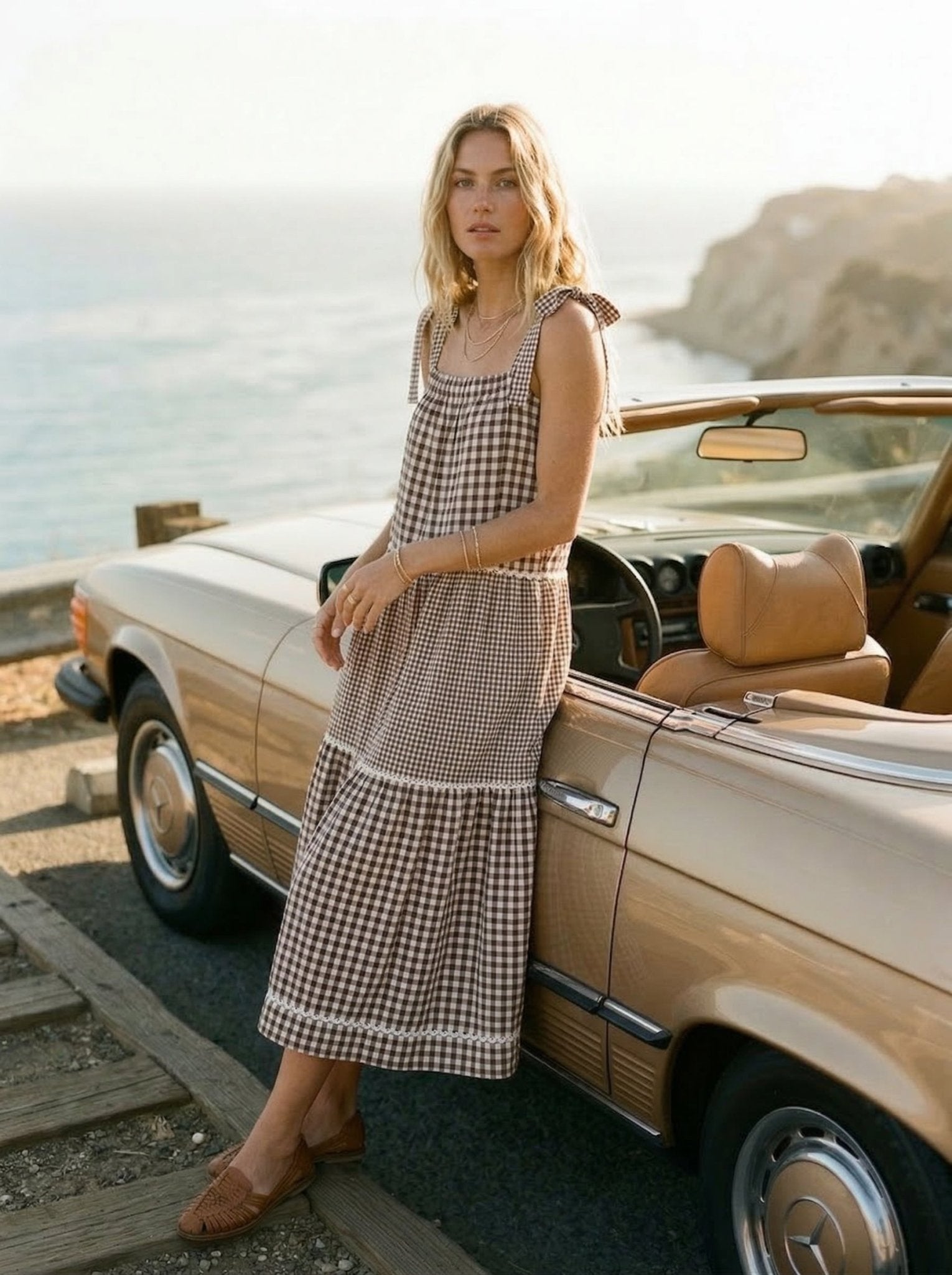 Clara Gingham Tiered Midi Dress - Westly