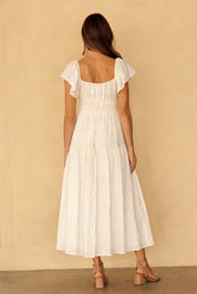 Claribel Embroidered Flutter Sleeve Maxi Dress - Westly