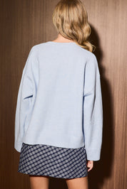 Claudette Tree & Bow Knit Cardigan in Light Blue — product photo 03