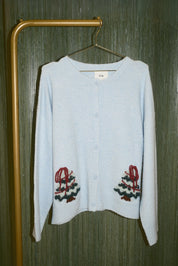 Claudette Tree & Bow Knit Cardigan in Light Blue — product photo 05