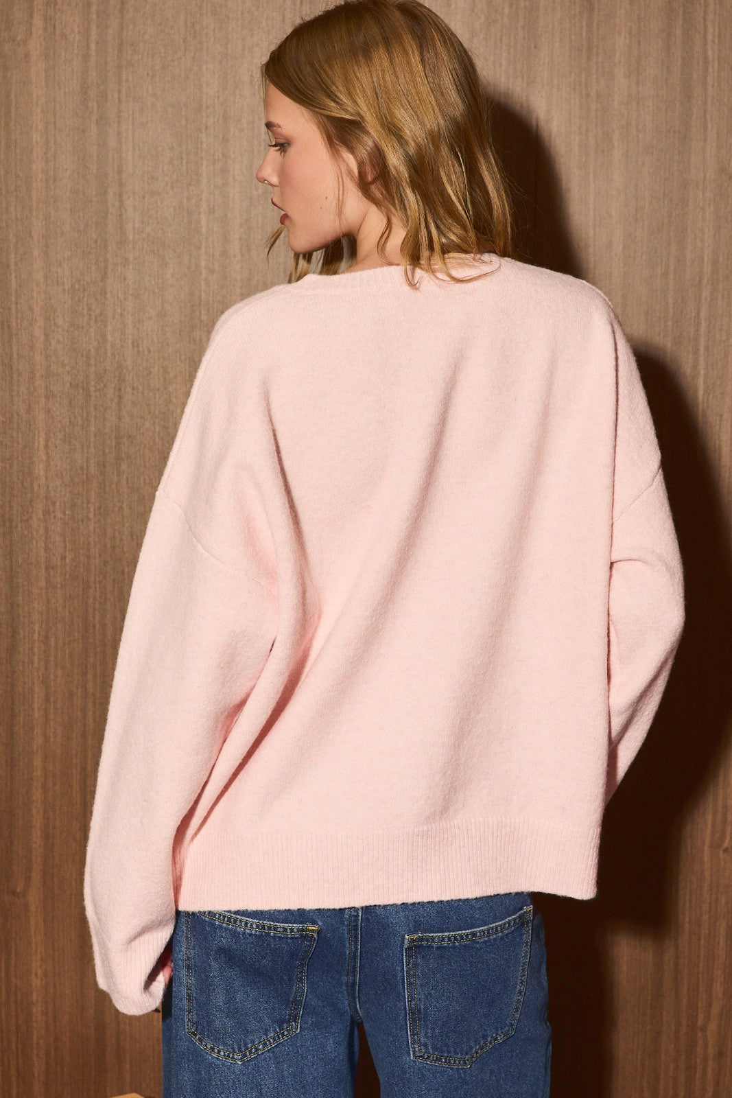 Claudette Tree & Bow Knit Cardigan in Light Pink — product photo 04