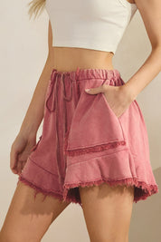 Cleo Washed Fray Shorts - Westly