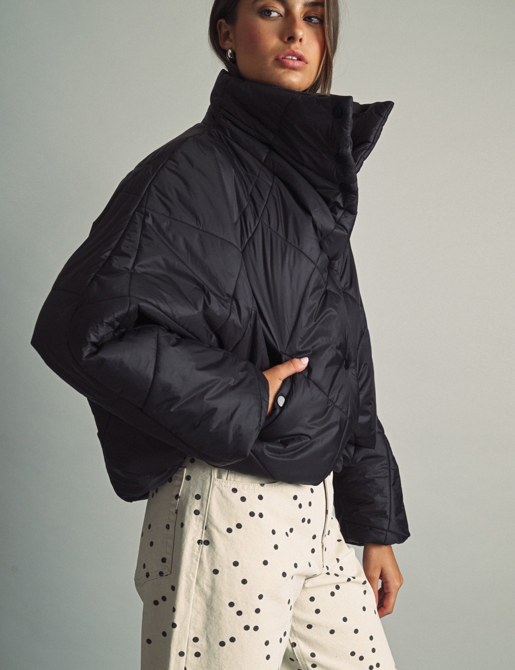 Cloud Cover Quilted Cocoon Jacket in Black - product photo 2