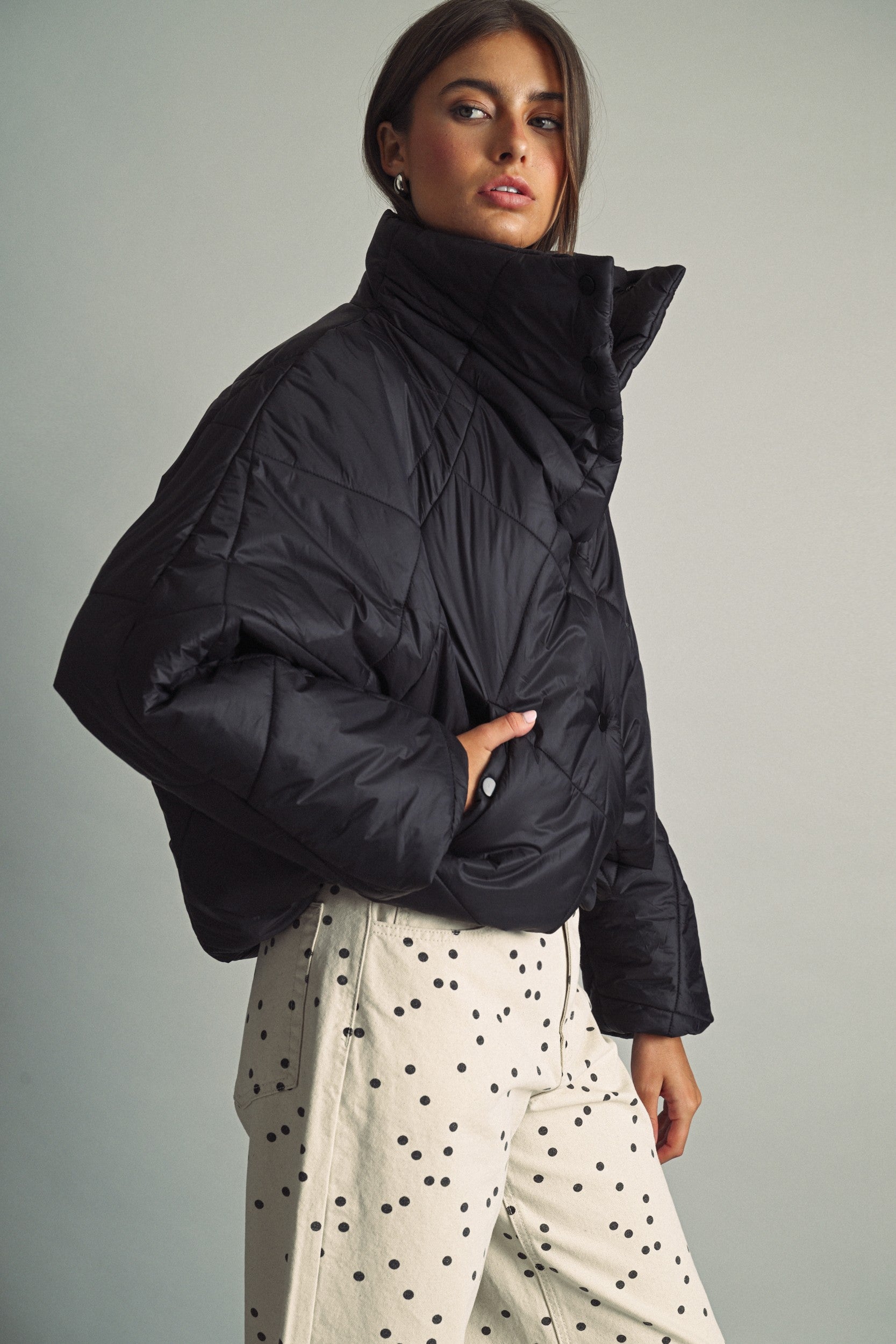 Cloud Cover Quilted Cocoon Jacket in Black - product photo 2