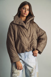 Cloud Cover Quilted Cocoon Jacket in Brown - product photo 1