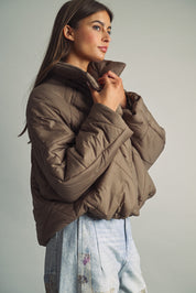 Cloud Cover Quilted Cocoon Jacket in Brown - product photo 2