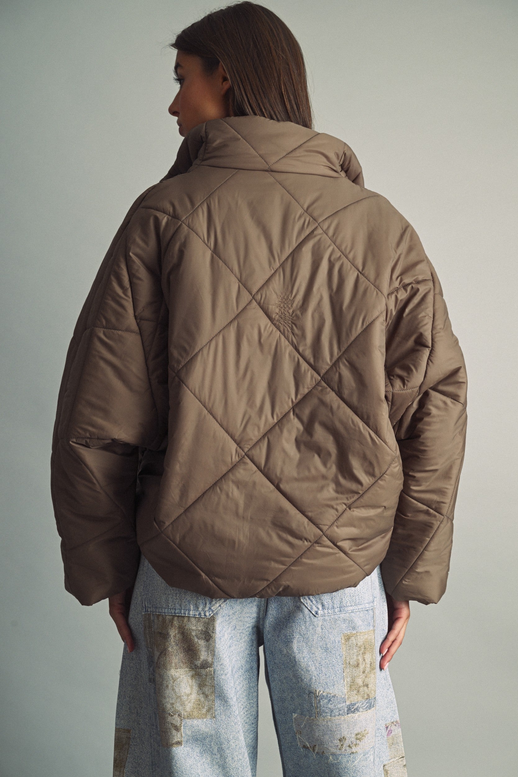 Cloud Cover Quilted Cocoon Jacket in Brown - product photo 3