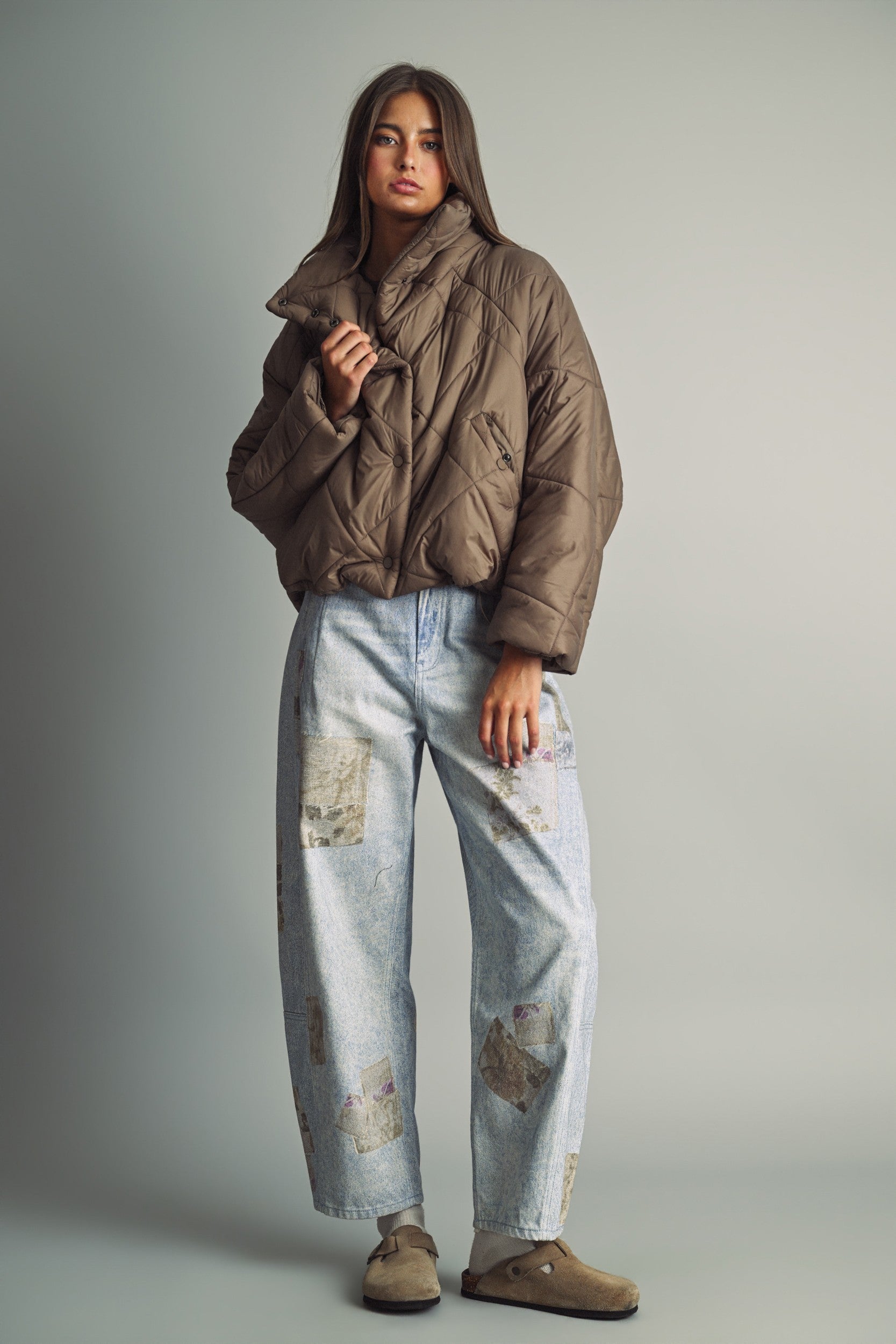 Cloud Cover Quilted Cocoon Jacket in Brown - product photo 4