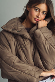 Cloud Cover Quilted Cocoon Jacket in Brown - product photo 5