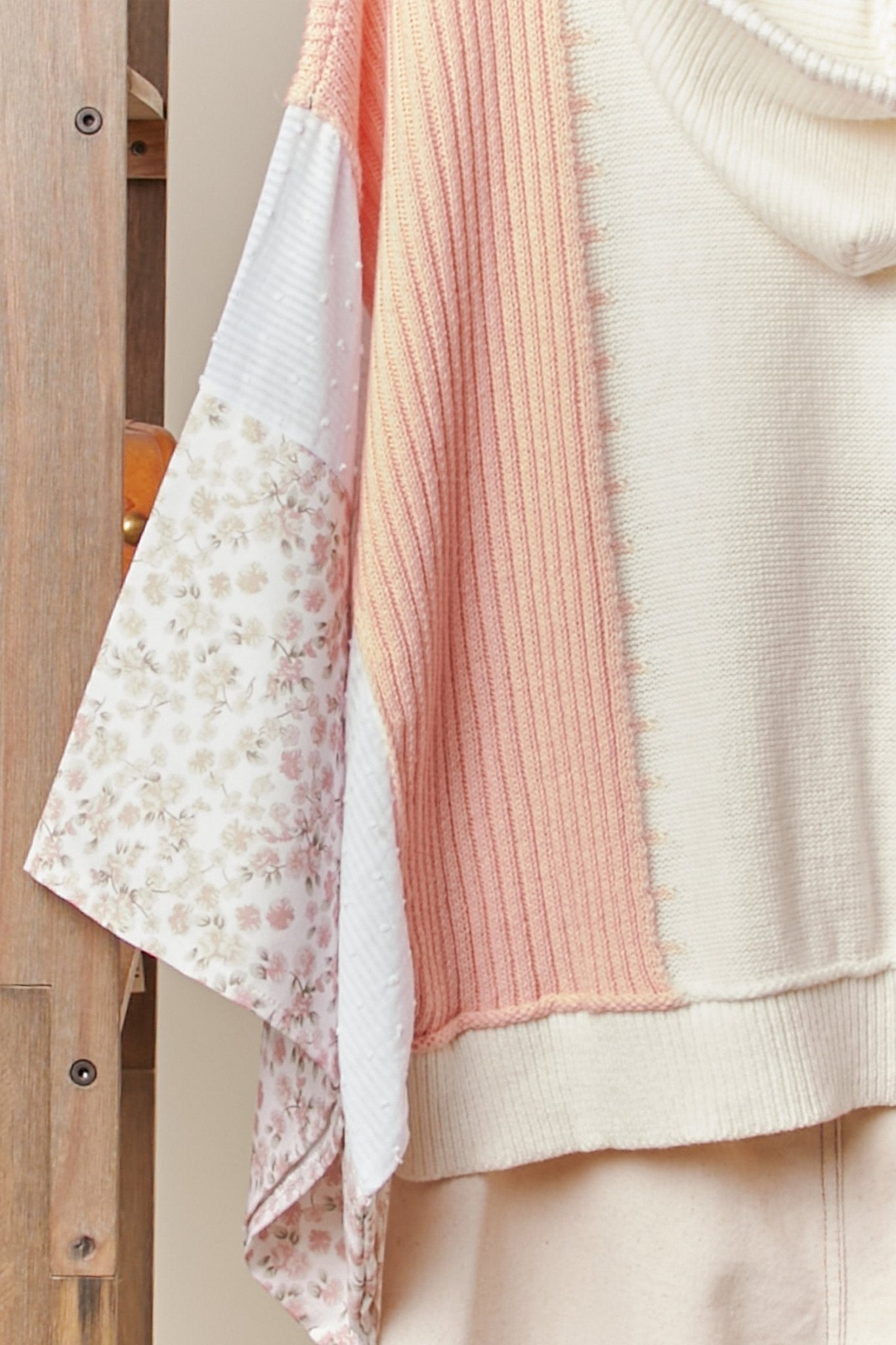 Coastal Collage Color Block Crochet V - Neck Hoodie - Westly