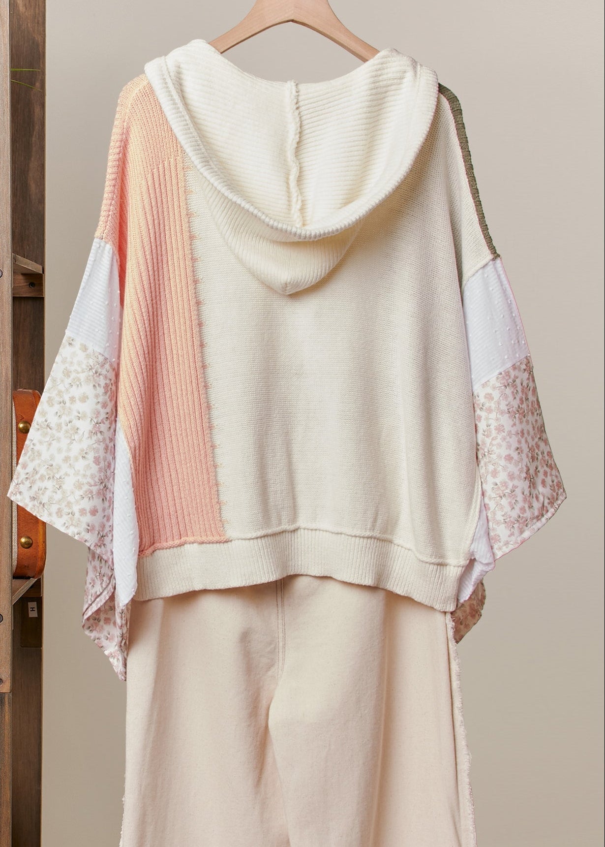 Coastal Collage Color Block Crochet V - Neck Hoodie - Westly