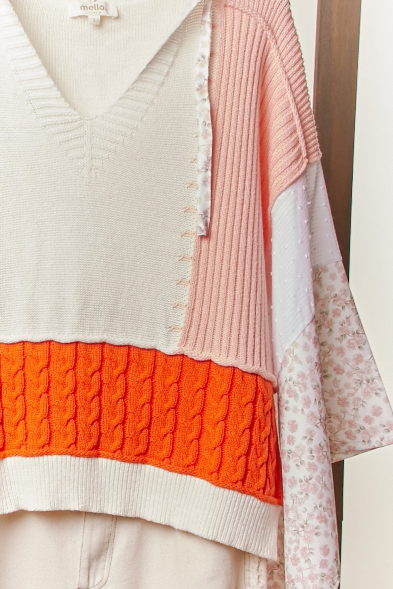 Coastal Collage Color Block Crochet V - Neck Hoodie - Westly