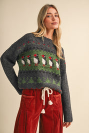 Coastal Colony Puffin Motif Sweater in Charcoal - product photo 1