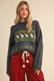 Coastal Colony Puffin Motif Sweater in Charcoal - product photo 2