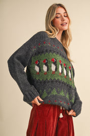Coastal Colony Puffin Motif Sweater in Charcoal - product photo 7