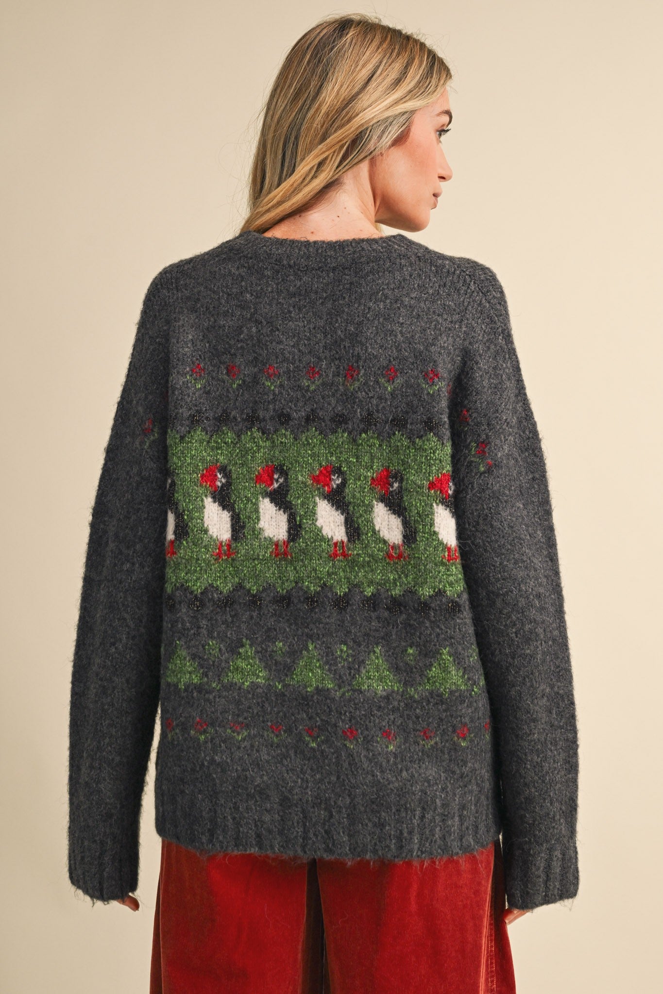 Coastal Colony Puffin Motif Sweater in Charcoal - product photo 8
