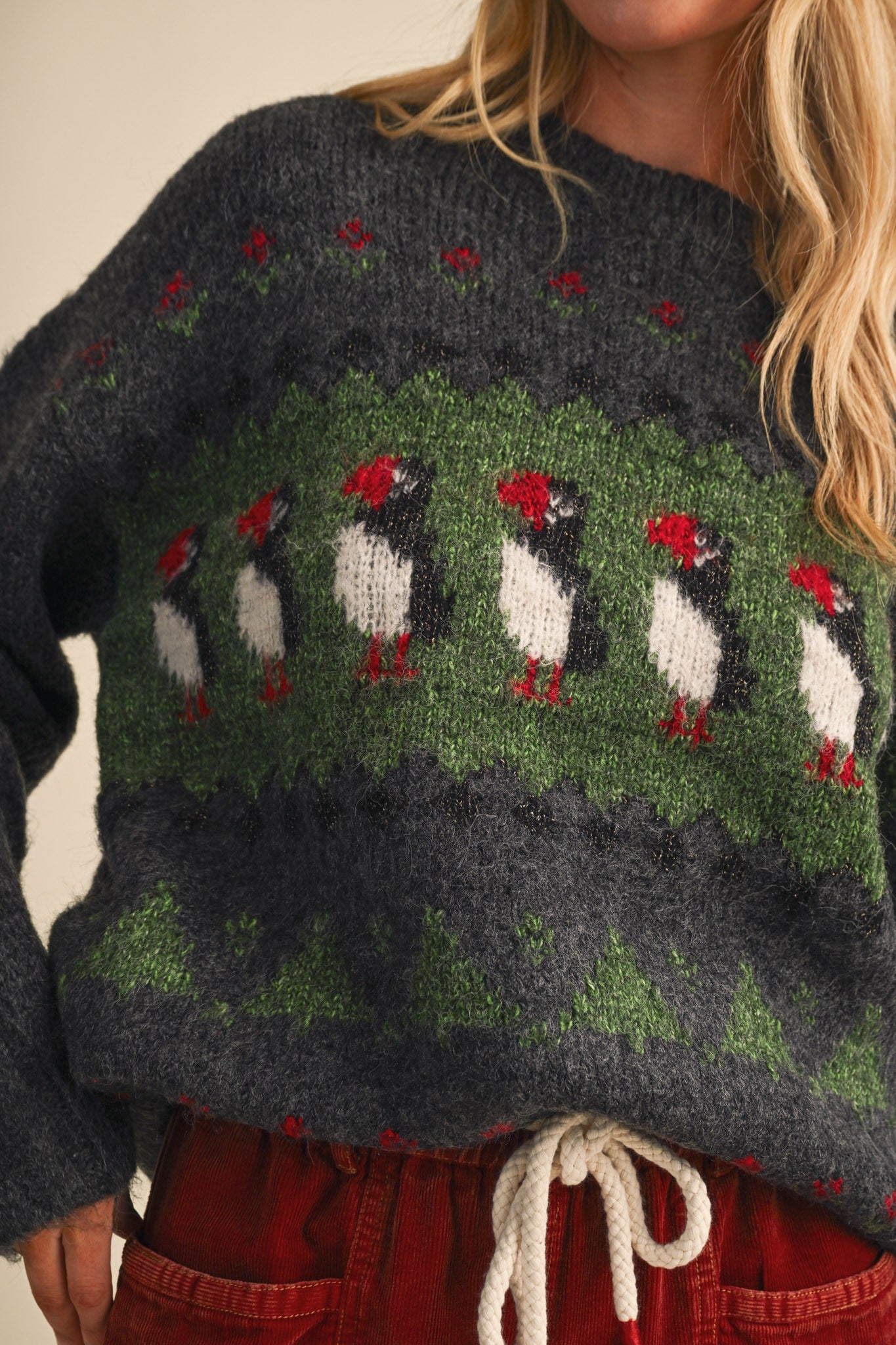 Coastal Colony Puffin Motif Sweater in Charcoal - product photo 9