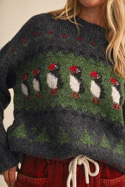 Coastal Colony Puffin Motif Sweater in Charcoal - product photo 9