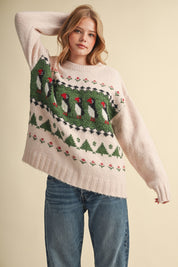 Coastal Colony Puffin Motif Sweater in Pastel Pink - product photo 2