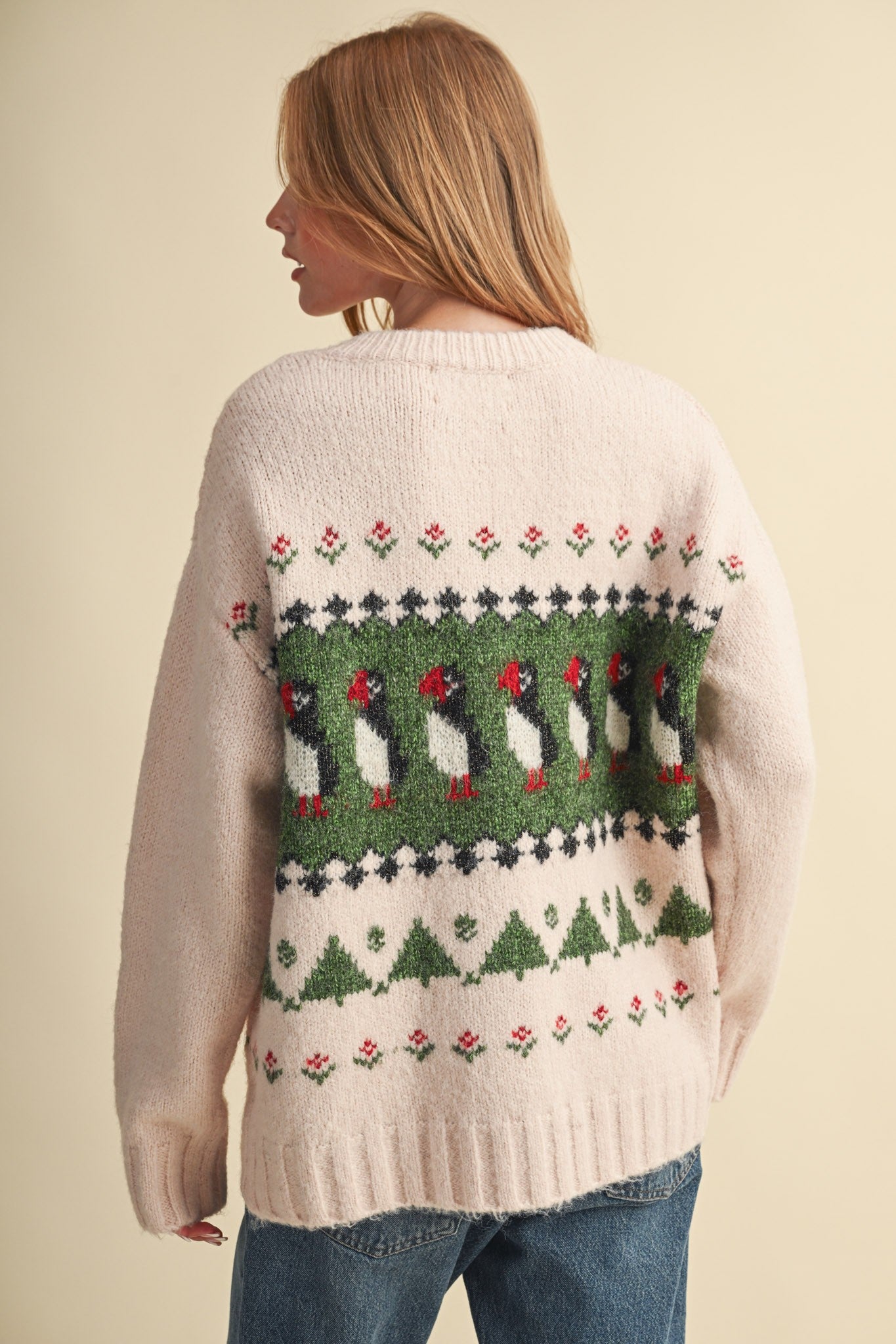 Coastal Colony Puffin Motif Sweater in Pastel Pink - product photo 7
