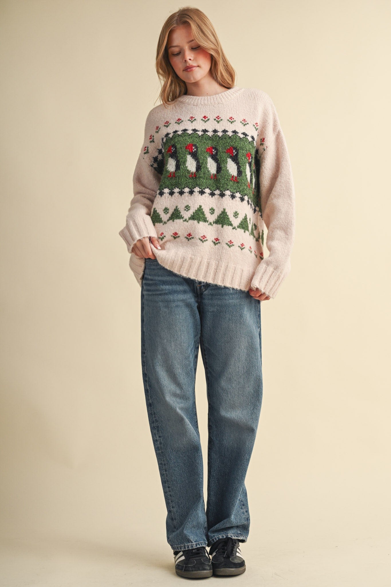 Coastal Colony Puffin Motif Sweater in Pastel Pink - product photo 8