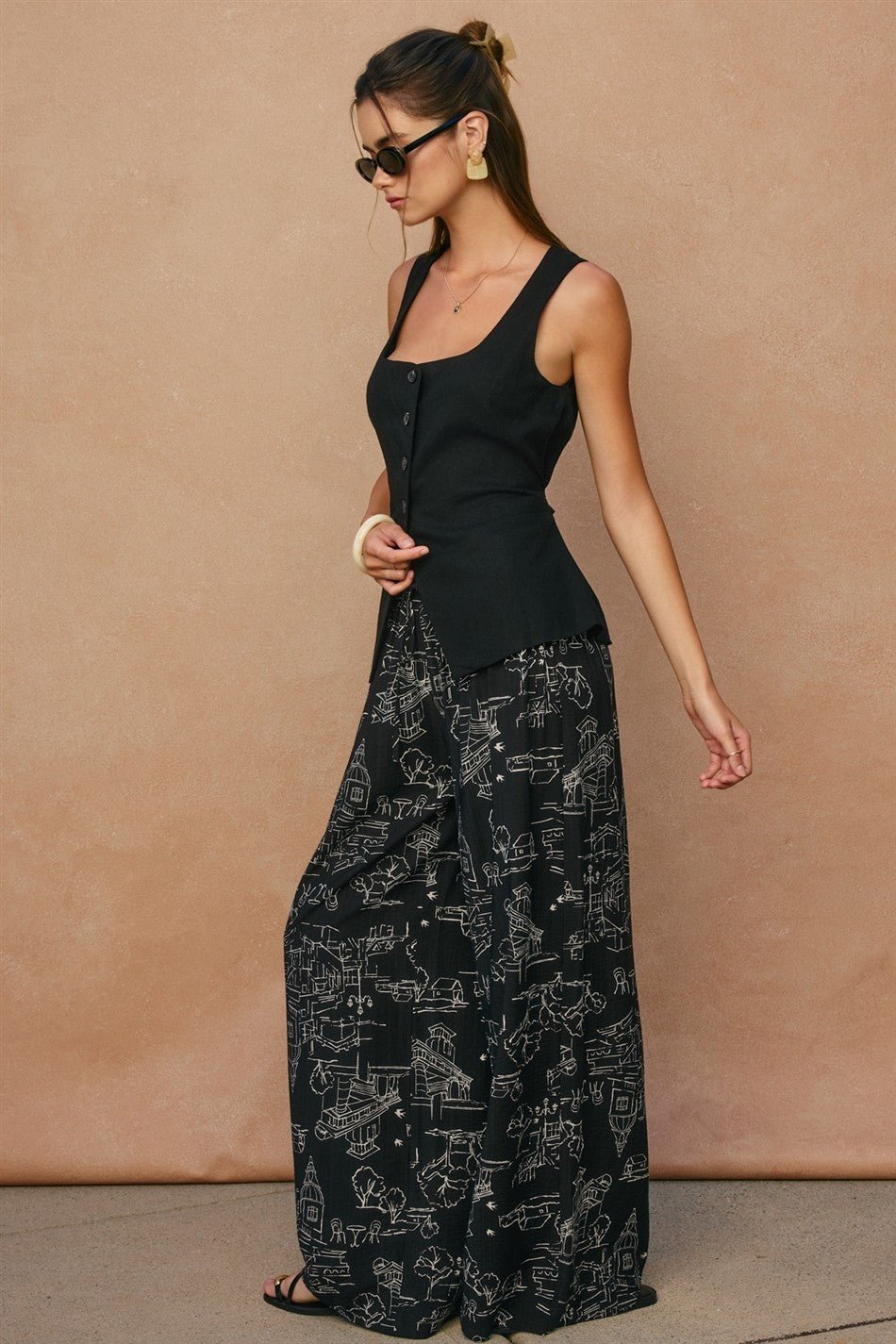 Coastal Conversations Wide Leg Pull On Pants - Westly