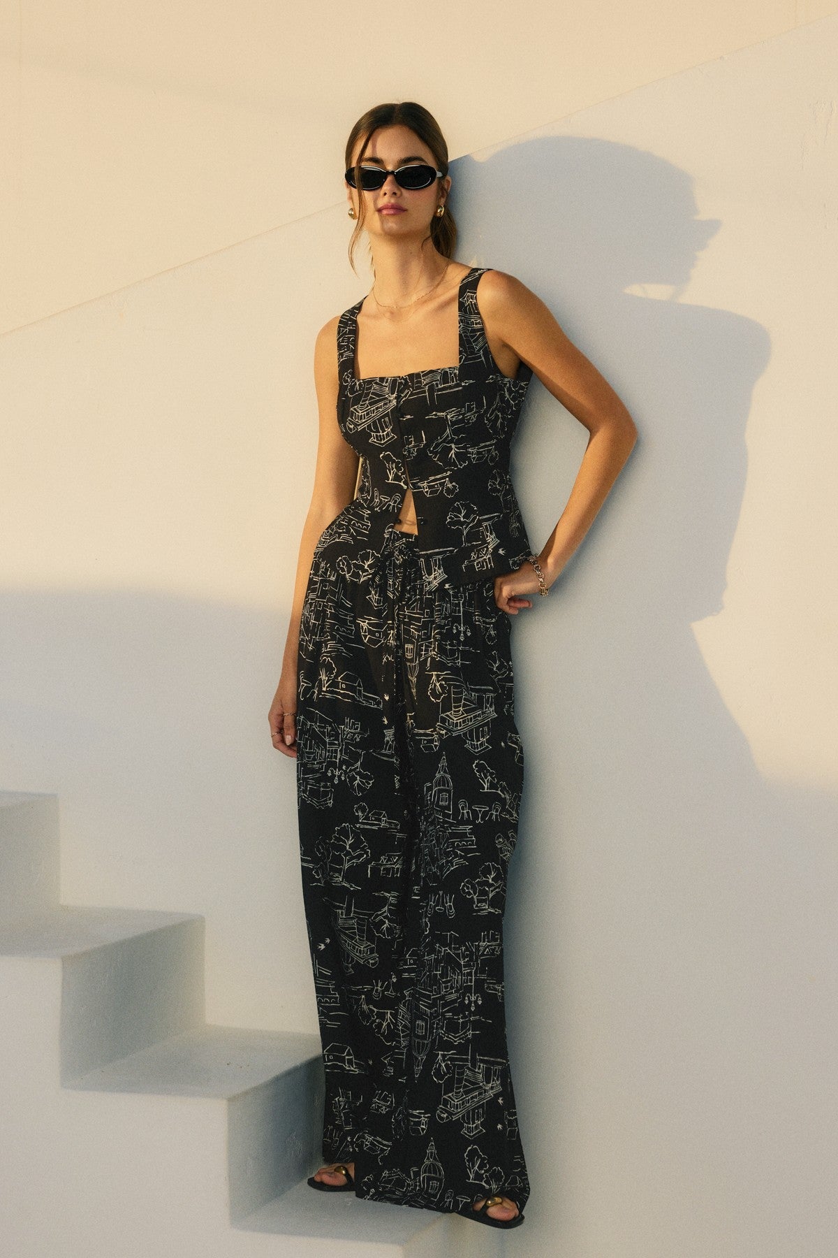 Coastal Conversations Wide Leg Pull On Pants - Westly