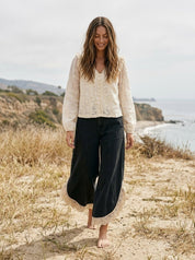 Coastal Tulip Lace Hem Denim Pants - Westly