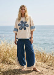 Coastal Tulip Lace Hem Denim Pants - Westly