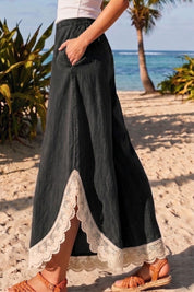 Coastal Tulip Lace Hem Denim Pants - Westly