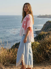 Coastal Tulip Lace Hem Denim Pants - Westly