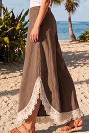 Coastal Tulip Lace Hem Denim Pants - Westly