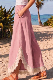 Coastal Tulip Lace Hem Denim Pants - Westly