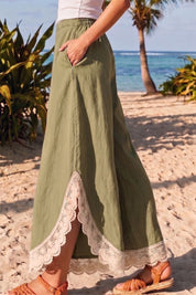 Coastal Tulip Lace Hem Denim Pants - Westly