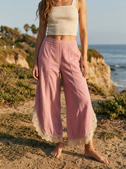 Coastal Tulip Lace Hem Denim Pants - Westly