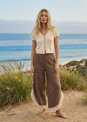 Coastal Tulip Lace Hem Denim Pants - Westly