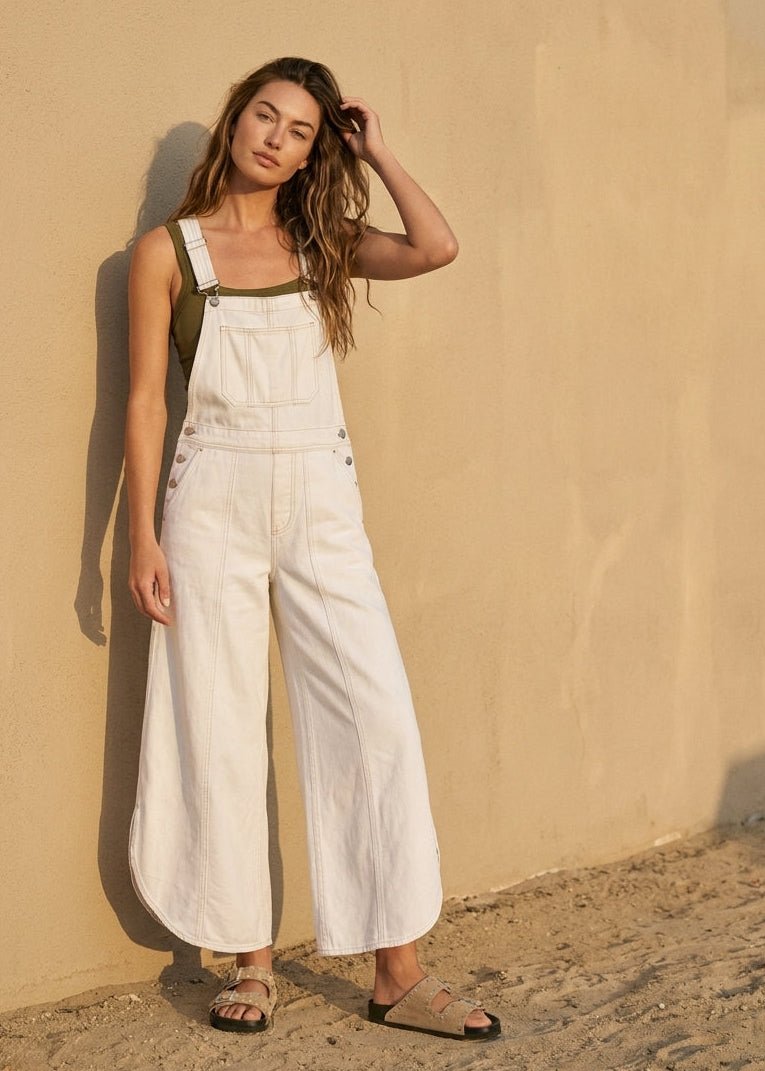 Coastal Tulip Washed Denim Relaxed Fit Overalls - Westly